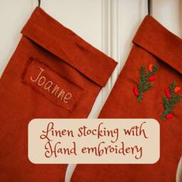 Personalize Christmas Stocking Linen Personalise Embroidery Stockings - thumbnail 2
