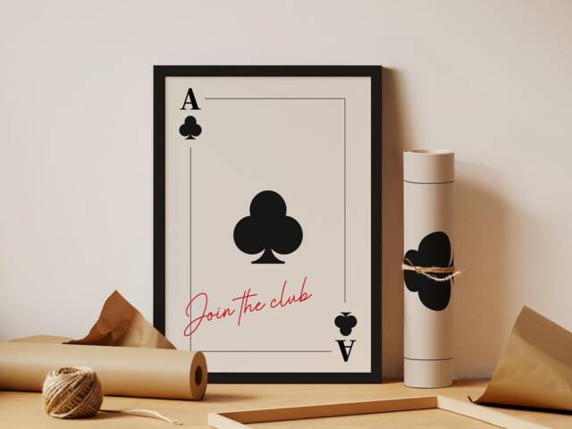 Ace Of Clubs Print Retro Modern Wall Art - image 1