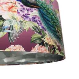 Peacock Paradise Velvet Lampshade With Silver Lining - Floral Ceiling Or Lamp Shade - thumbnail 3
