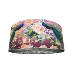 Peacock Paradise Velvet Lampshade With Silver Lining - Floral Ceiling Or Lamp Shade - thumbnail 2