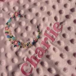 Personalized Embroidered Minky Baby Blanket Custom Name Swaddle - thumbnail 3