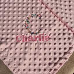 Personalized Embroidered Minky Baby Blanket Custom Name Swaddle - thumbnail 1