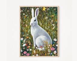A3 A4 A5 Hare Art Print - Wall Art Home Decor Spring Floral Easter Gift For Her Flowers Illustration - thumbnail 1