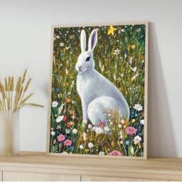 A3 A4 A5 Hare Art Print - Wall Art Home Decor Spring Floral Easter Gift For Her Flowers Illustration - thumbnail 2