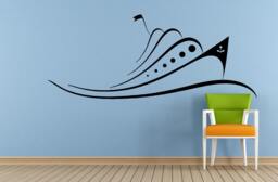 Sail Boat Old Ship Yat Liner Ocean Sea Lake River Transport Wall Decal Vinyl Sticker Mural Room Decor L1690 - thumbnail 1