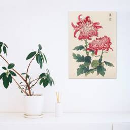 Japanese Ukiyo-E Art Print Poster Woodblock Wall Keika Hasegawa Chrysanthemums Flowers Landscape Tattoo Beautiful Japan Calligraphy A3 - thumbnail 2