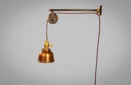 Vintage Industrial Pulley Light - Copper Cup Shade Lamp Wall Mount Steampunk Sconce Lighting