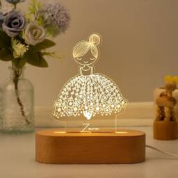 Personalized Ballerina Girl With Name, Custom Night Light Name, Nursery Room Lamp, Christening Gift, Ballet Gift, Birthday Gift For Her - thumbnail 2