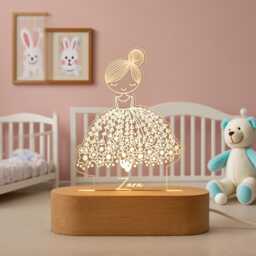 Personalized Ballerina Girl With Name, Custom Night Light Name, Nursery Room Lamp, Christening Gift, Ballet Gift, Birthday Gift For Her - thumbnail 1