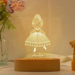 Personalized Ballerina Girl With Name, Custom Night Light Name, Nursery Room Lamp, Christening Gift, Ballet Gift, Birthday Gift For Her - thumbnail 3
