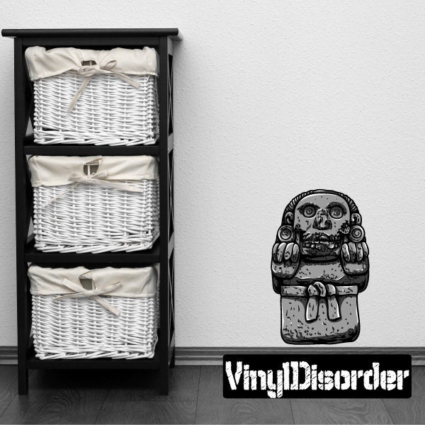 Aztec Stone Sculpture Wall Decal - Fabric Vinyl Removable & Reusable Aztecuscolor008Et