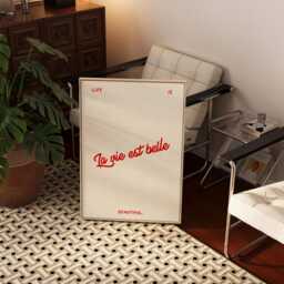 Retro Print, Mid Century Modern Wall Art, Living Room French Poster, Vintage La Vie Set Belle Life Is Beautiful Print - thumbnail 2