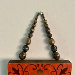 Vertical Wall Hanging, Hand Painted in Terracotta, Orange, Bronze & Brown - thumbnail 3