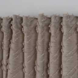 Fluffy Beige Curtain Panel Zig Zag Pom Chevron Drapes - thumbnail 3