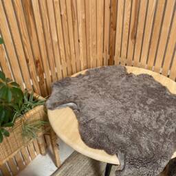 Taupe Shearling Sheepskin, Light Brown , Boucle Texture Shearling, Wool Rug, Upholstery Material - thumbnail 2