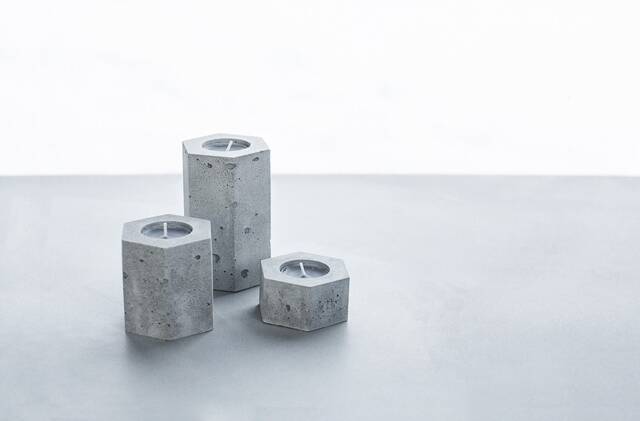 Concrete Tea Light Holder Set Modern Table Decor Handmade - image 1