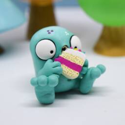 Hand Sculpted Monster Figurine, Desk Buddy, Shelf Art, Birthday Gift - thumbnail 3