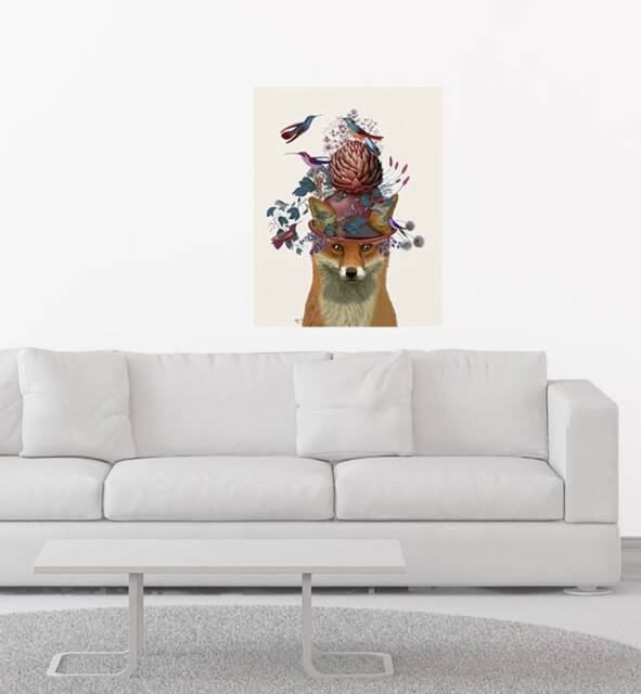 Fox Birdkeeper With Nesthead Wall Sticker Decal - Kids Stickers, Animals Childrens Decals, Art, Room