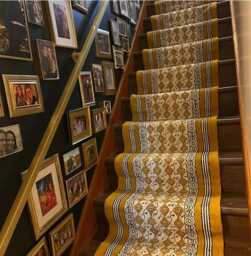 Hand Block Print Cotton Rug Bohemian Stair Runner, Custom Size - thumbnail 1