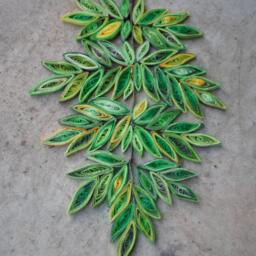 Quilled Paper Leaf Branch Wall Art Green Home Decor - thumbnail 4