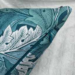 "Clarke & Handmade Cushion Cover, Acanthus Leaf Teal Cushion Cover 12"" X 20" - thumbnail 2