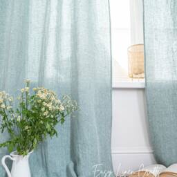 Semi Sheer Linen Curtain Panel - Stonewashed Drape For Clips & Rings Window Treatment Bedroom Custom 1 - thumbnail 4