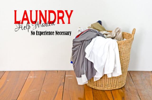 Laundry Help Wanted No Experience Necessary Vinyl Decal, Room Decor, Wall Decal - image 1