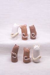 Handmade Ceramic Cat Figurine Whimsical Clay Kitten Totem