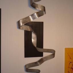 "Large Modern Abstract Wood Aluminum Artist Wall Sculpture ""Ekg" - thumbnail 2