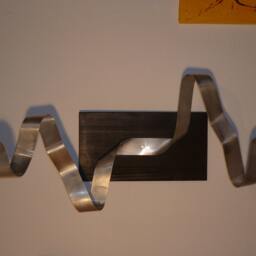 "Large Modern Abstract Wood Aluminum Artist Wall Sculpture ""Ekg" - thumbnail 3