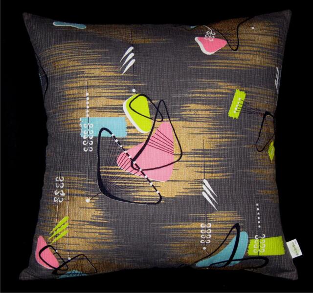 Vintage Boomerang Pillow Cover Metallic Gold Bark Crepe, Mid-Century Modern - image 1