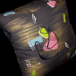 Vintage Boomerang Pillow Cover Metallic Gold Bark Crepe, Mid-Century Modern - thumbnail 2
