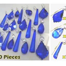 Choose From 4 Sets Of 20 Piece Teal Blue Aqua Chandelier Drops Cut Glass Crystals Droplets Vintage Christmas Tree Wedding Decorations Prisms - thumbnail 4