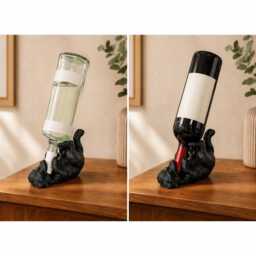 Dog Wine Bottle Holder - Alcohol Stand Bar Decor Novelty Rack Gift For Lovers - thumbnail 2