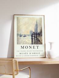 Monet Exhibition Poster, Thames Below Westminster, London Art, Claude Print, Travel Decor, Architecture, Wall Art Gift - thumbnail 1