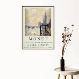 Monet Exhibition Poster, Thames Below Westminster, London Art, Claude Print, Travel Decor, Architecture, Wall Art Gift - thumbnail 3