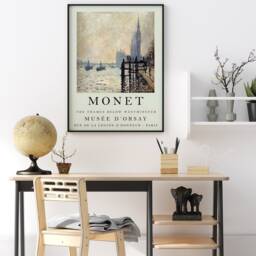 Monet Exhibition Poster, Thames Below Westminster, London Art, Claude Print, Travel Decor, Architecture, Wall Art Gift - thumbnail 2