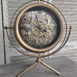 Cog Desk Clock On Stand Clock Roman Numerals Behind Glass Styled Animated Design - thumbnail 2