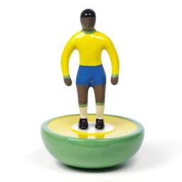 Handmade Brazil Football Player Ceramic Statue Retro Soccer Decor