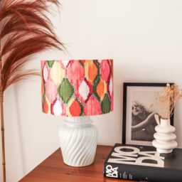 Handcrafted Ikat Lampshade Modern Geometric Cotton Shade - thumbnail 2