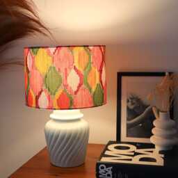 Handcrafted Ikat Lampshade Modern Geometric Cotton Shade - thumbnail 3