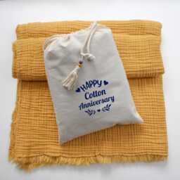 Muslin Cotton Throw Blanket, Soft Quilted Bedspread, Picnic 2nd Anniversary Gift For Her, Wedding Couple, Christmas - thumbnail 2