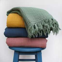 Muslin Cotton Throw Blanket, Soft Quilted Bedspread, Picnic 2nd Anniversary Gift For Her, Wedding Couple, Christmas - thumbnail 3