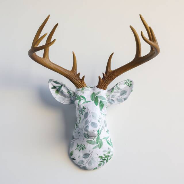 Faux Taxidermy Deer Head Fabric Wall Mount - Decor Eucalyptus Fad7100 - image 1