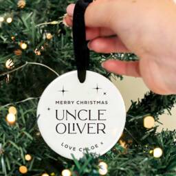 Uncle Or Auntie Personalised Christmas Bauble Ceramic Tree Decoration Gift From Niece Nephew - thumbnail 2