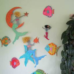 Upcycled Metal Mermaid Wall Art Coastal Beach House Decor - 6x9 - thumbnail 3