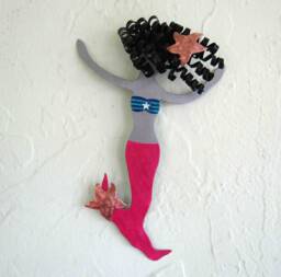 Upcycled Metal Mermaid Wall Art Coastal Beach House Decor - 6x9 - thumbnail 1
