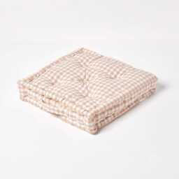 Cotton Gingham Check Floor Cushion, Booster Seat Cushion Pads - Indoor/Outdoor - thumbnail 4