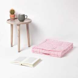 Cotton Gingham Check Floor Cushion, Booster Seat Cushion Pads - Indoor/Outdoor - thumbnail 3