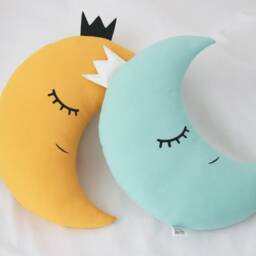 Yellow Mustard Crescent Moon Cushion For Nursery Decor, Baby Shower Gift Idea Dreamy Pillow Kids Boy Room Girl Bed Children Teepee Sky - thumbnail 3